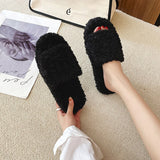 Niulatu New Fashion Furry Slippers for Women's Outer Wear Thick-soled Warm Cotton Slippers Comfortable Platform Shoes DJSE