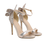 Niulatu Women's Sandals Sexy Luxury Round Toe Butterfly Patent Leather Buckle Stiletto High Heel Sandals Party Shoes DJSE
