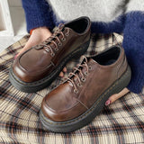 Niulatu Vintage Shoes Women spring Fashion Comfortable Lace Up Platform Oxford Loafers Casual Boat Shoes Lolita Shoes DJSE