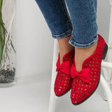 Niulatu New Fashion Bowtie Pointed Toe Women Flats Spring Shoes for Woman Platform Slip on Loafers Leather Drop Shipping 43 DJSE
