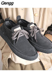 Niulatu Men's Suede Genuine Leather Casual Shoes Lace-up Men Light Comfortable Driving Flats Mens Outdoor Oxfords Shoe DJSE