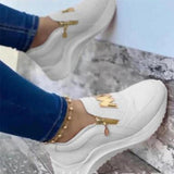 Niulatu Women Sneakers Slip on Zipper Thick Bottom Solid Color Vulcanized Shoes Casual Wedge Walking Flats Zapatillas De Mujer DJSE