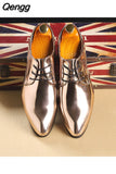 Niulatu Men's Fashion Party Shoes British Pointed-toe Shiny Leather Mens Lace-Up Dress Business Office Shoes Men Wedding Oxfords Flats DJSE