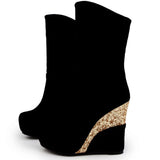 Niulatu Sale Elegant Ladies Platform High Wedges women's Boots Flock Casual Party Fashion Patchwork Winter Plush Shoes DJSE