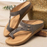 Niulatu Women Sandals Premium Orthopedic Women'S Shoes Flat Slipper Vintage Anti-Slip Sandals Women Flip Flops Ladies Shoes Plus Size 43 DJSE