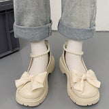 Niulatu Strap Mary Janes Shoes for Women Autumn 2025 Thick Heels Platform Loafers Woman High Heels Cute Bowtie Lolita Shoes DJSE