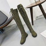 Niulatu New Sexy Women's Winter Boots Thigh High Boots Lace Up Rubber Female Shoes Rome Style Over The Knee Long Boot for Women DJSE
