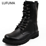 Niulatu Tactical Ankle Boots Men Outdoor Leather Winter Fur Warm Man Boots Us Army Hunting Boots For Men Shoes Casual Black Bot DJSE