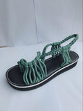 Niulatu Women's Sandals Large Size Women's Sandals Rope knot Summer Europe The United States Beach toe Flat Sandals Women's Shoes DJSE