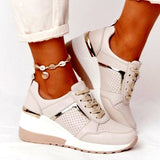 Niulatu Women's Shoes 2025 Summer Wedge Platform Casual Shoes Women Lace Up Sports Shoes Woman Plus Size Non Slip Breathable Sneaker DJSE