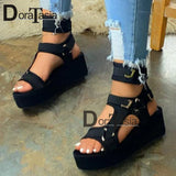 Niulatu Women's Multicolor Ankle Strap Sandals Fashion Ladies Open Toe Velcro Platform Summer Gladiator Sandals Shoes Woman DJSE