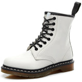 Niulatu Fashion Women Martin Boots GENUINE LEATHER White Ankle Boots Female Casual Punk Shoes Plus Size Man Motorcycle white Boot DJSE