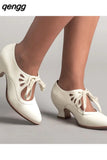 Niulatu Pointed Toe Shoes for Women Mary Janes Women's High Heels New Office Lace -up Pump Ladies Thick Heels Female Shoes DJSE
