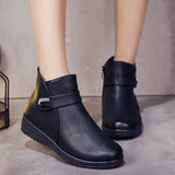 Niulatu Boots For Women 2025 Autumn And Winter Platform Rubber Leather Ankle Tabi Boots Fashion Wedge Heel Black Warm Shoes DJSE