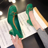Niulatu Temperament High Heels Women's 2025 New Fashion Thick Heel Mary Jane Small Leather Shoes Square Toe Shoes DJSE