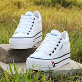 Niulatu Women Inner Height Increasing Canvas Wedge Shoes Trainers Female Sneakers Woman Casual Thick Bottom Sneaker Tennis DJSE