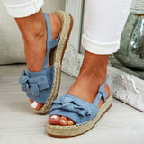 Niulatu Women Slippers Platform Wedge Sandals Fashion Bow Peep Toe Beach Outdoor Ladies Walking Shoes Plus Size Zapatilla Mujer DJSE