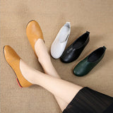 Niulatu Leather Flat Shoes Woman Hand-sewn Leather Loafers Cowhide Flexible Spring Casual Shoes Women Flats Women Shoes DJSE
