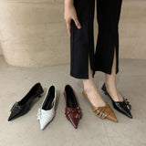 Niulatu Toe Low Heel Pumps Women Shoes Brand Belt Buckle Shallow Slip On Ballet Elegant Pumps For Party Dress DJSE