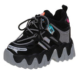 Niulatu Chunky Hidden Heels Platform Sneakers Women Pink Laser Thick Bottom Vulcanized Shoes Woman Lace Up Casual Shoes Ladies DJSE