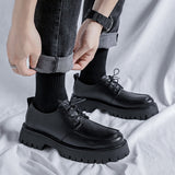 Niulatu Platform Men Casual Leather Shoes Designer Fashion Thick Sole Martin Shoes Classic High Quality Black Business Shoes for Men DJSE