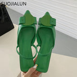 Niulatu 2025 Spring Women Slingback Sandals Fashion Bow-knot Buckle Ladies Pumps Shoes Thin Low Heel Pointed Toe Slip On Mules DJSE