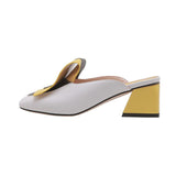 Niulatu white slippers for woman 5cm middle heel shoes ladies colorful outdoor slipper 2025 summer FT1072 DJSE