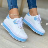 Niulatu Women's 2025 Fashion Plus Size 43 Ladies Casual Vulcanized Shoes Lace Up Thick Sole Sneakers Women's Shoes DJSE