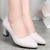 Niulatu Women Mid Square Heel Shoes Pumps Black PU Office Lady Spring Non Slip Fashion Mother Oxford Shoe Zapatos Mujer DJSE