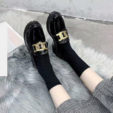 Niulatu Women Platform Flat Oxford Shoes Black Lace Up Leather Casual Round Toe Spring Autumn Shoes Heighten Waterproof Shoes Plus Siz DJSE