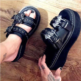 Niulatu Gothic Style Vampire Cosplay Platform Wedges Woman Shoes Sandals Summer Cosy Fashion Women Shoes Slipper Sandals DJSE