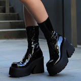 Niulatu Boots For Women Chunky Heel Brown Boots 2025 Autumn Winter Fashion Hot Sale Ins Brand Shoes Girls School DJSE