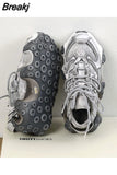 Niulatu Fall Retro Rub Colored Authentic Leather Clunky Sneakers Female Niche Distressed Octopus Sports Leisure Dirty Shoes DJSE