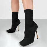 Niulatu Women Ankle Boots Shoes Square Toe Knitted Ladies Socks Boots High Heels Fashion Female Short Boot Woman Booties 2025 DJSE