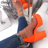 Niulatu Furry Sandals Fashion Shoes Ladies Banquet Women's High Heel Fur Platform Summer Outdoor Party Buckle Slippers Spring DJSE