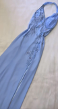 Niulatu Halter A Line Long Prom Dress Chic Beeaded Formal Party Dress Evening Gown HZ1007