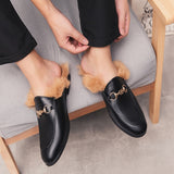 Niulatu Loafers Slipper Half Shoes For Men Luxury Designer Flats Winter Zapatillas Hombre Casual Shoes Sapato Social Masculino Mules DJSE