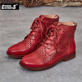 Niulatu Style Genuine Leather Women Boots Flat Booties Soft Cowhide Women's Shoes Front Zip Ankle Boots zapatos mujer DJSE