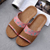 Niulatu Breathable Straw Mat Slipper Women Indoor Shoes Anti-slip Open Toe Lovers Home Floor Slides Female Linen Slippers DX423 DJSE