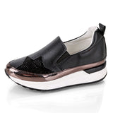 Niulatu Comfort Creepers Bling Loafers Silver Platform Shoes Woman Slip On Swing Women Flats Shoes Zapatos De Mujer DJSE