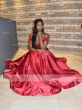 Niulatu Gown Satin Applique Off-the-Shoulder Sleeveless Floor-Length Prom HZ1007