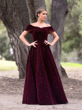 Niulatu Neckline Velvet Floor Length Prom HZ1007