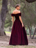 Niulatu Neckline Velvet Floor Length Prom HZ1007