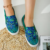 Niulatu Graffiti Women Flat Shoes Shallow Thick Bottom Casual Canvas Female Footwear Spring Slip On Women's Shoes Plus Size 2025 DJSE