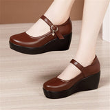 Niulatu 32 33 34 Ankle Buckle Platform Shoes Medium Heels Office Dance Shoe 2025 Spring Fall Wedges Pumps Women DJSE