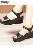 Niulatu 36 37 39 43 Woman Sexy Genuine Leather Ladies Summer Dress Shoe For Women 2025 Female Platform Wedge Heel Elegant Sandal DJSE