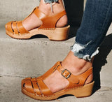 Niulatu Summer Women T Strap Sandals Mid Heels Platform Gladiator Ladies Shoes Black Closed Toe Beach Sandals Sandalias Mujer DJSE