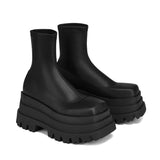 Niulatu Ankle Boots for Women Autumn Winter Gothic Thick Bottom Combat Boots Woman Plus Size Patent Leather Punk Shoes DJSE