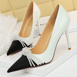 Niulatu Shoes Pearl Bowknot Women Pumps Luxurious High Heels Fashion Party Shoes Women Heels Stiletto Ladies Shoes Plus Size 43 DJSE