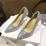 Niulatu Heels Shoes Woman Basic Pumps 2025 Shiny Grete Bridal Shoes Sequins Fashion Party Sexy Thin Heels Women Shoes Pump DJSE